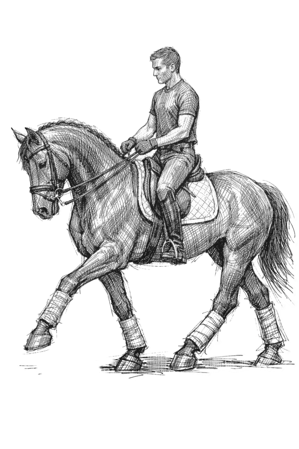 Reiter auf einem Pferd — Zeichnung